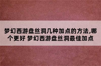 梦幻西游盘丝洞几种加点的方法,哪个更好 梦幻西游盘丝洞最佳加点